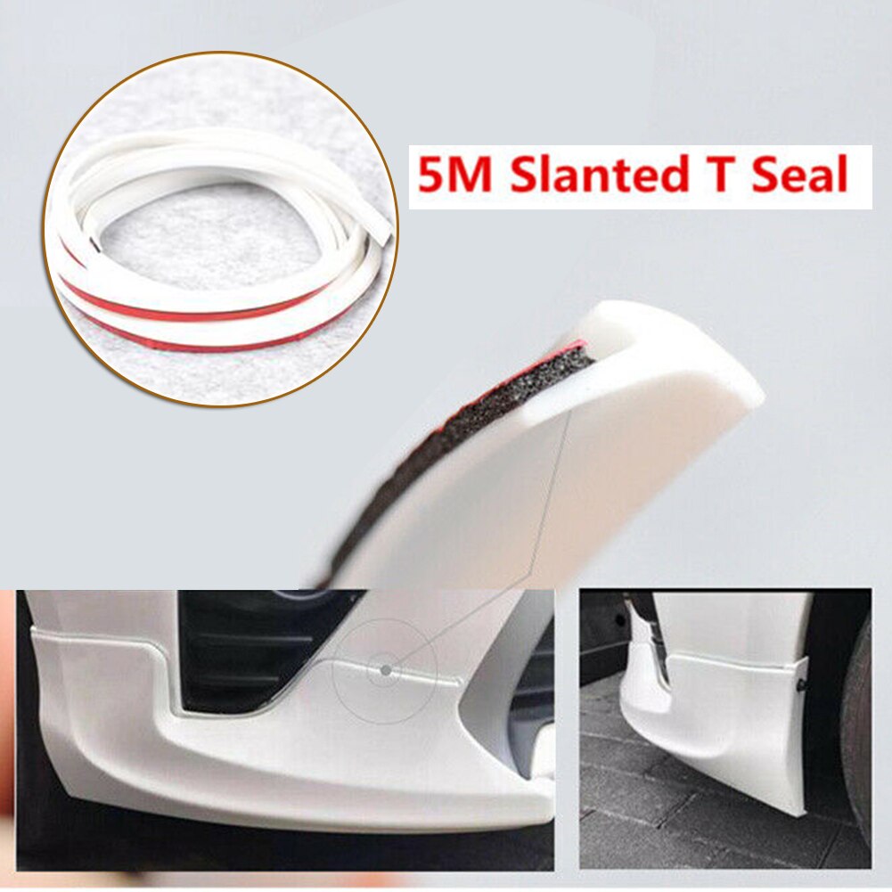 5M T-Type Rubber Sealing Strip Wit Voor Auto Edge Trim Bumper Lip Side Rok En