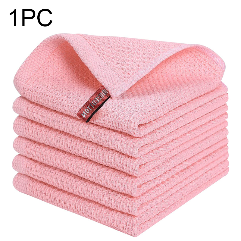 Toalha de algodão macia absorvente pano de prato cozinha favo de mel toalha de lavagem de rosto respirável pano de limpeza doméstica pano de lavagem: orange / 3pcs