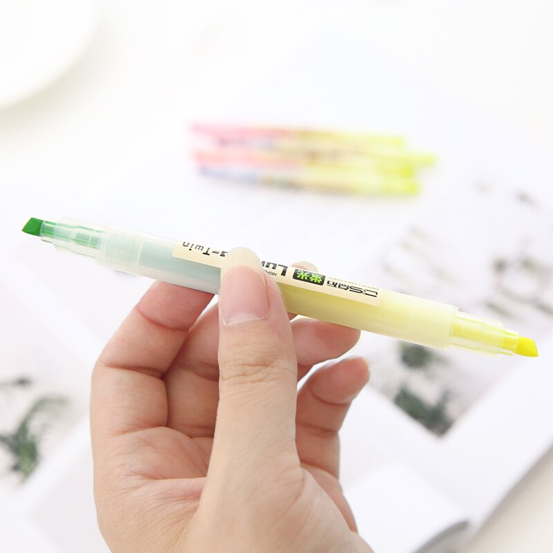 5 stk/parti lumina dobbelt highlighter tusch til papir kopi fax escolar canetas papirvarer kontormateriale skoleartikler 6701