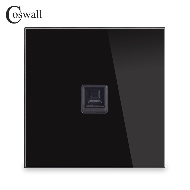 Coswall Crystal Tempered Glass Panel RJ45 CAT5E Internet Jack Wall Data Socket Computer Outlet R11 Series: Default Title