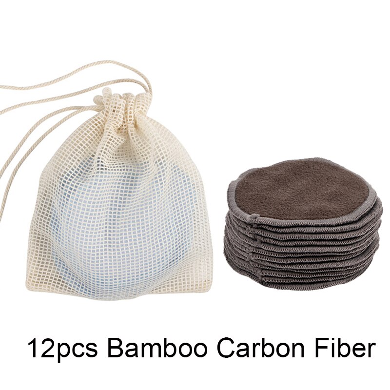 Almohadillas de algodón reutilizables para quitar el maquillaje Facial, almohadilla de limpieza de tres capas, lavable, con bolsa de lavandería, 12 Uds.