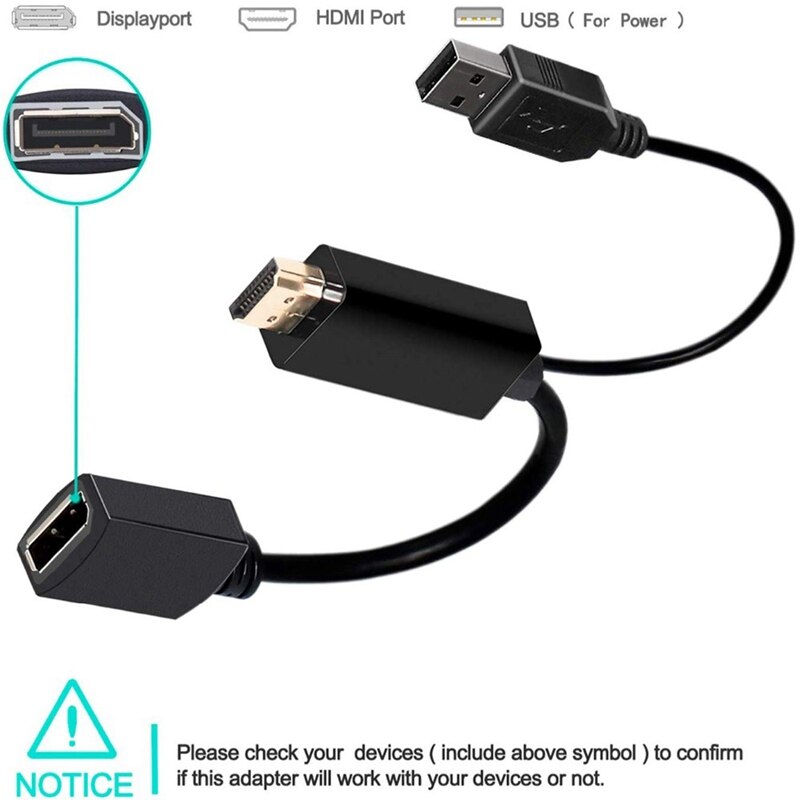 HDMI DisplayPort dönüştürücü adaptör kablosu ile USB güç 4K HDMI DP adaptörü HDMI için donatılmış sistemleri