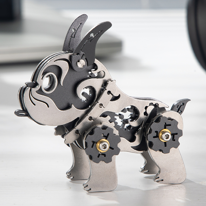 MOKR Bulldog 3D Metal Puzzle Toy DIY Assembly model kits Christmas Birthday Education and training: black