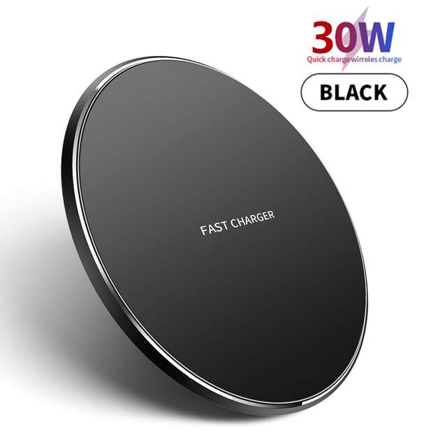 Caricabatterie Wireless Qi 30W per iPhone 13 12 11 Pro Xs Max Mini X Xr induzione Pad di ricarica Wireless veloce per Samsung S10 S20 S21: 30W Type C black