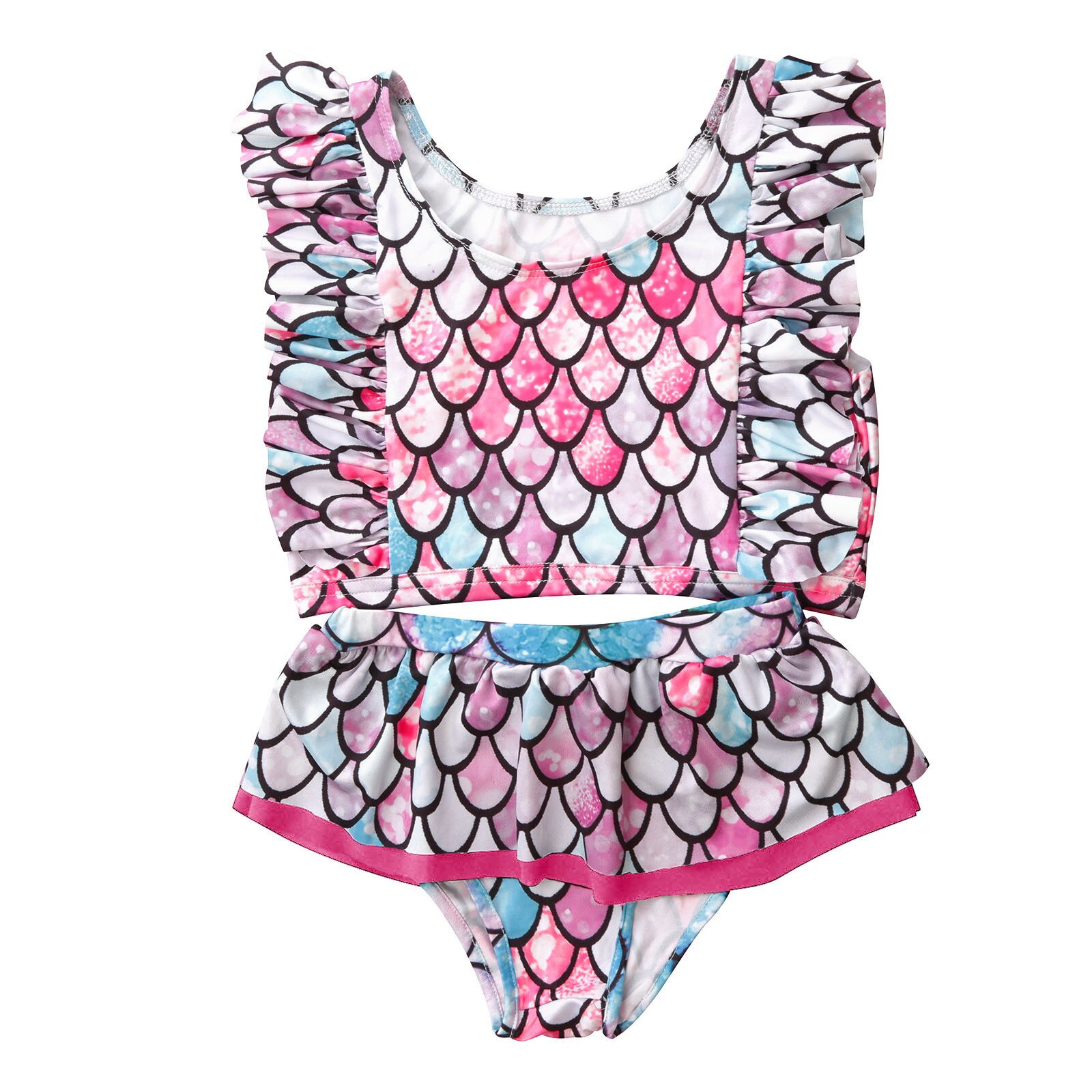 #57 2-6year Girls Swimwear Toddler Kids Girls Ruffle Cute Short Skirt Swimwear Beach Two-piece Swimsuit Fato Banho Criança: Pink / 4-5 Year