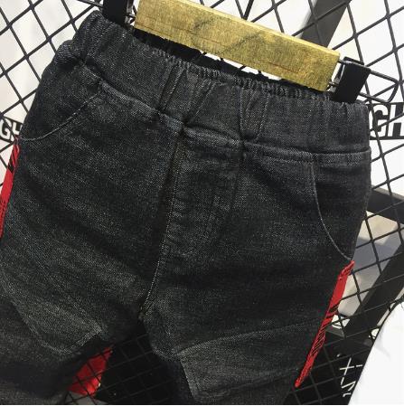 Barns stretchjeans mörka bokstavssömmar som passar för 2-6 år gammal pojke