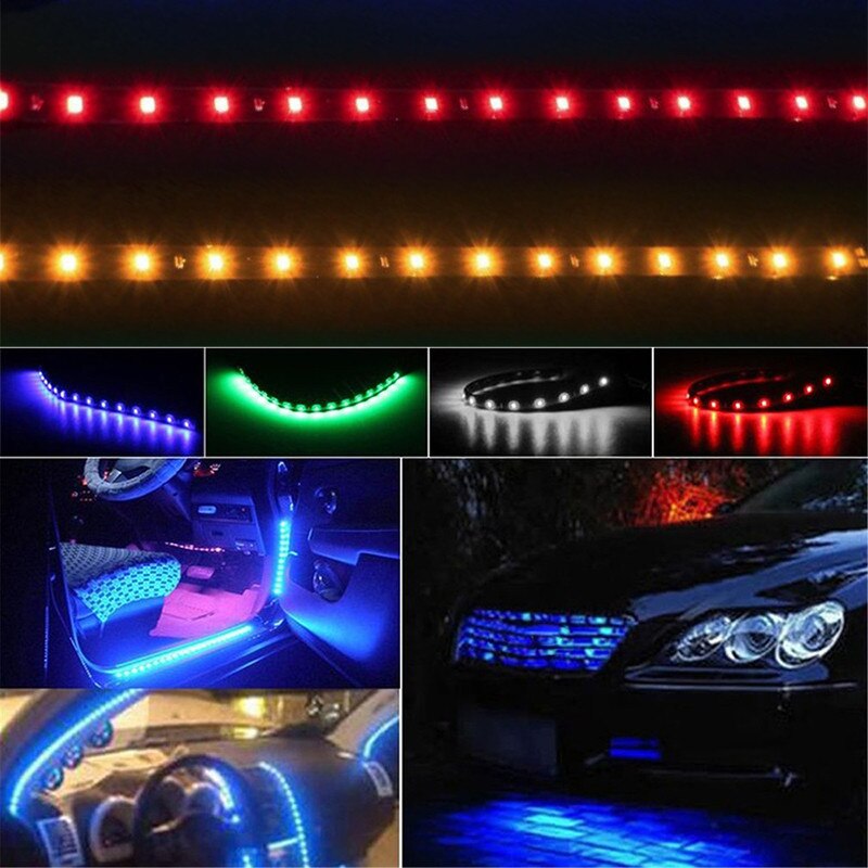 30Cm 15 Led Auto Interieur Verlichting Strips Decoratie Waterdichte Voertuig Flexibele Draad Lampen Dagrijverlichting Auto Accessoires