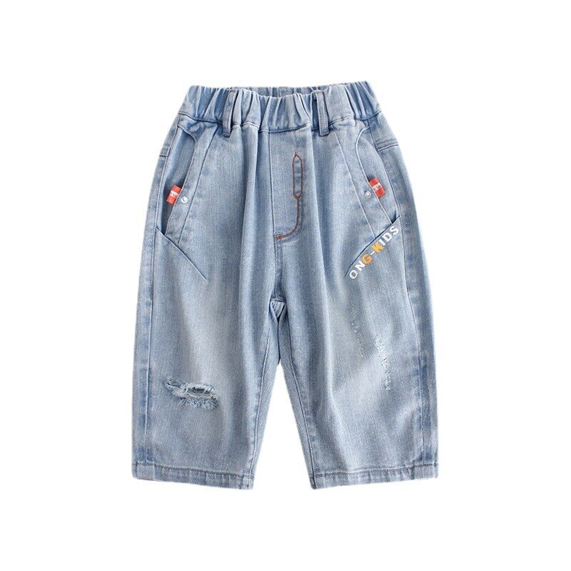 Kids Jeans Children Boys Summer Thin Pants Teenagers Boys Elastic Waist Denim Shorts Children Boys Solid Short Pants