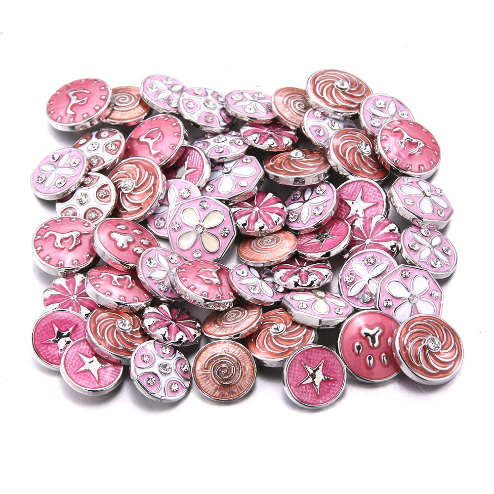 Lot de 10 boutons à pression en métal pour Bracelet, Style, mélange de bijoux, 12mm, strass fleur, Mini boutons pression pour Bracelet: AX164-PI