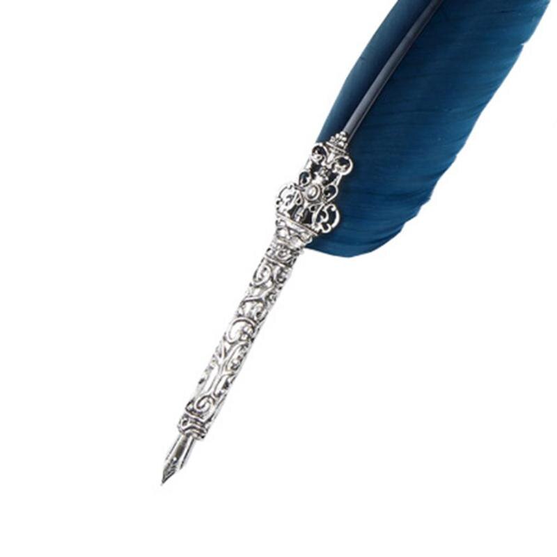 1set Retro Vintage Calligraphy Feather Dip Pen Writing Ink Set Stationery Quill Fountain Pens Vintage Pen