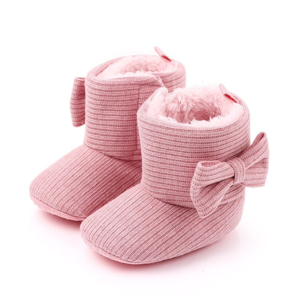 Pasgeboren Peuter Baby Meisjes Jongens Snowboots, zachte Zool Antislip Crib Schoenen Winter Warme Gezellige Strik Booties Winter Warm: Roze / 7-12 Months