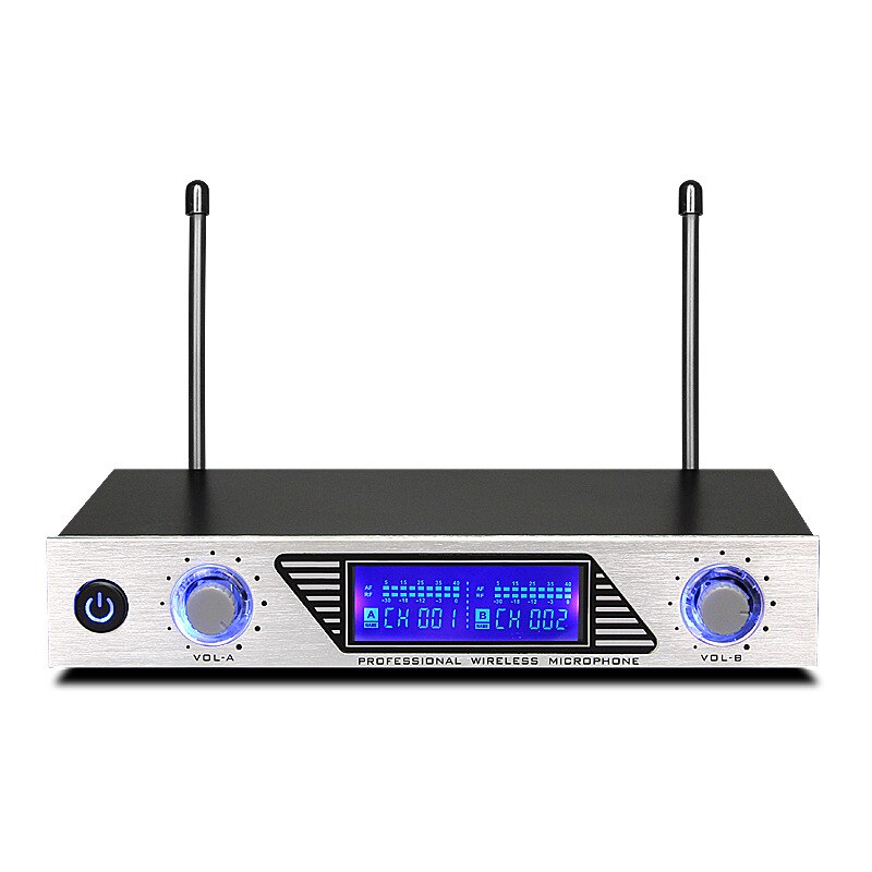 Handheld Wireless Microphone System with Dual Handheld Dynamic Microphones EU Plug