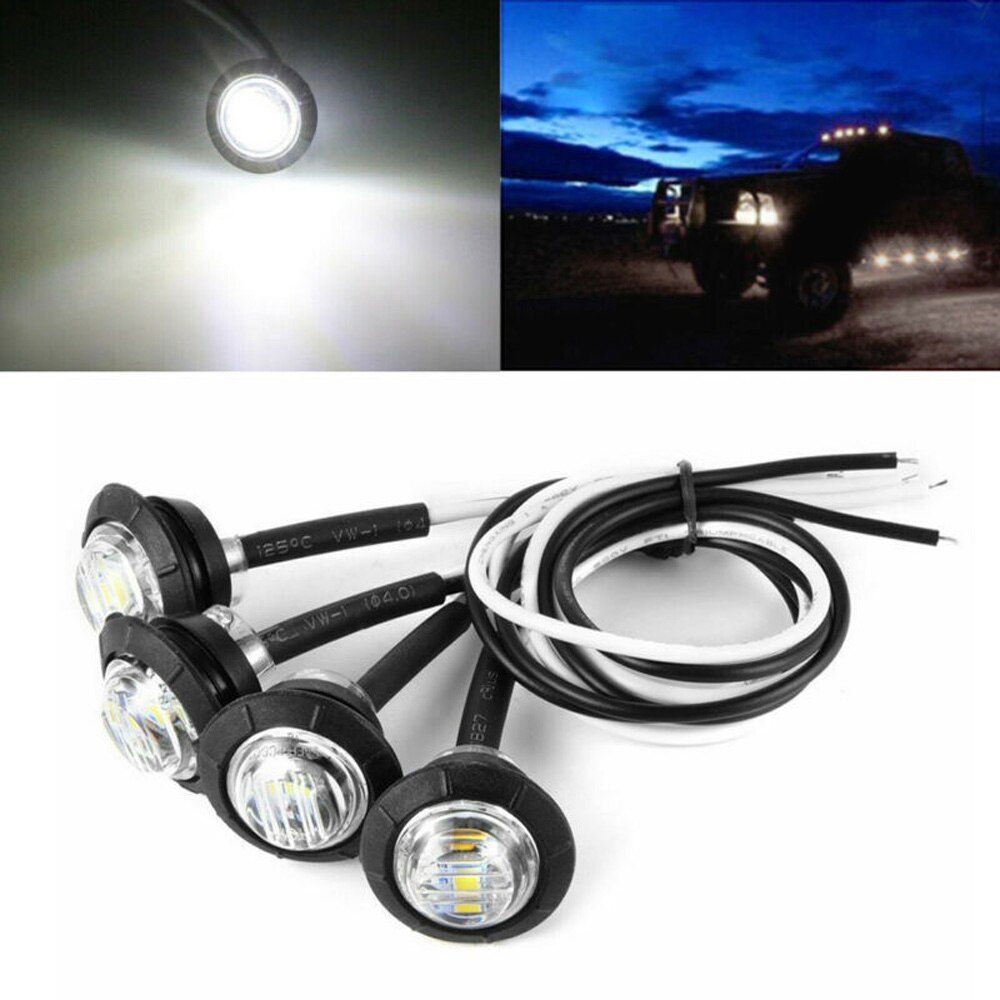 Truck Turn Signal Lights 4Pcs Side Marker 12V Round LED Lamp Car Auto 80LM Built-in