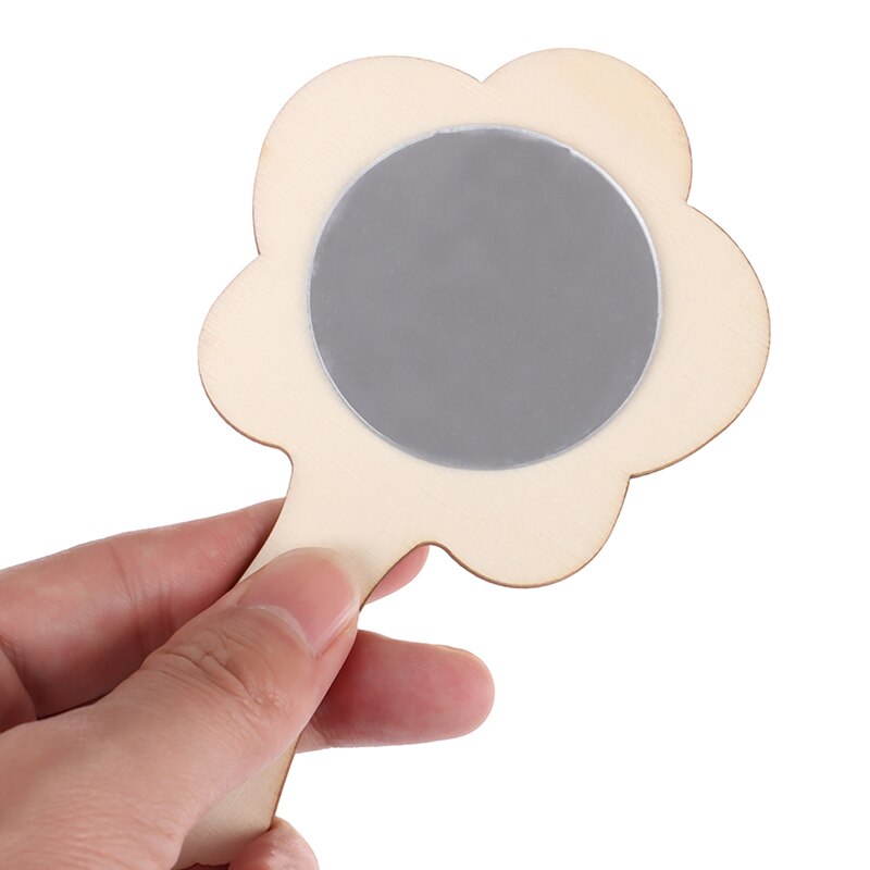 2PCS DIY White Wood Mold Mirror Painting Handmade Craft Kids Toys Trinket Material Funny Craft Toys