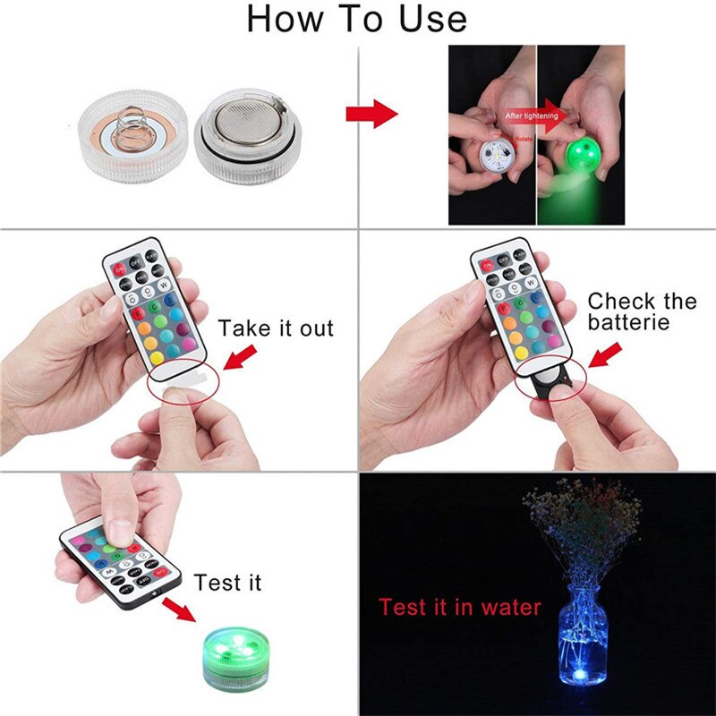 Remote LED Submersible Lights Waterproof RGB Underwater Night Light For Party Wedding Pond Pool Bathtub Aquarium Vase Decoration