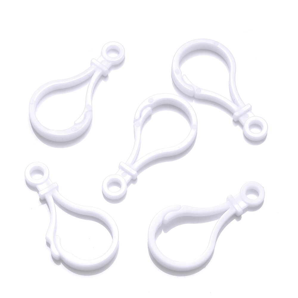 30 sztuk/partia Multicolor plastikowe zapięciem Lobster haki dla DIY ocena biżuteria dokonywanie brelok zapięcie akcesoria dostarcza 25*48mm: white