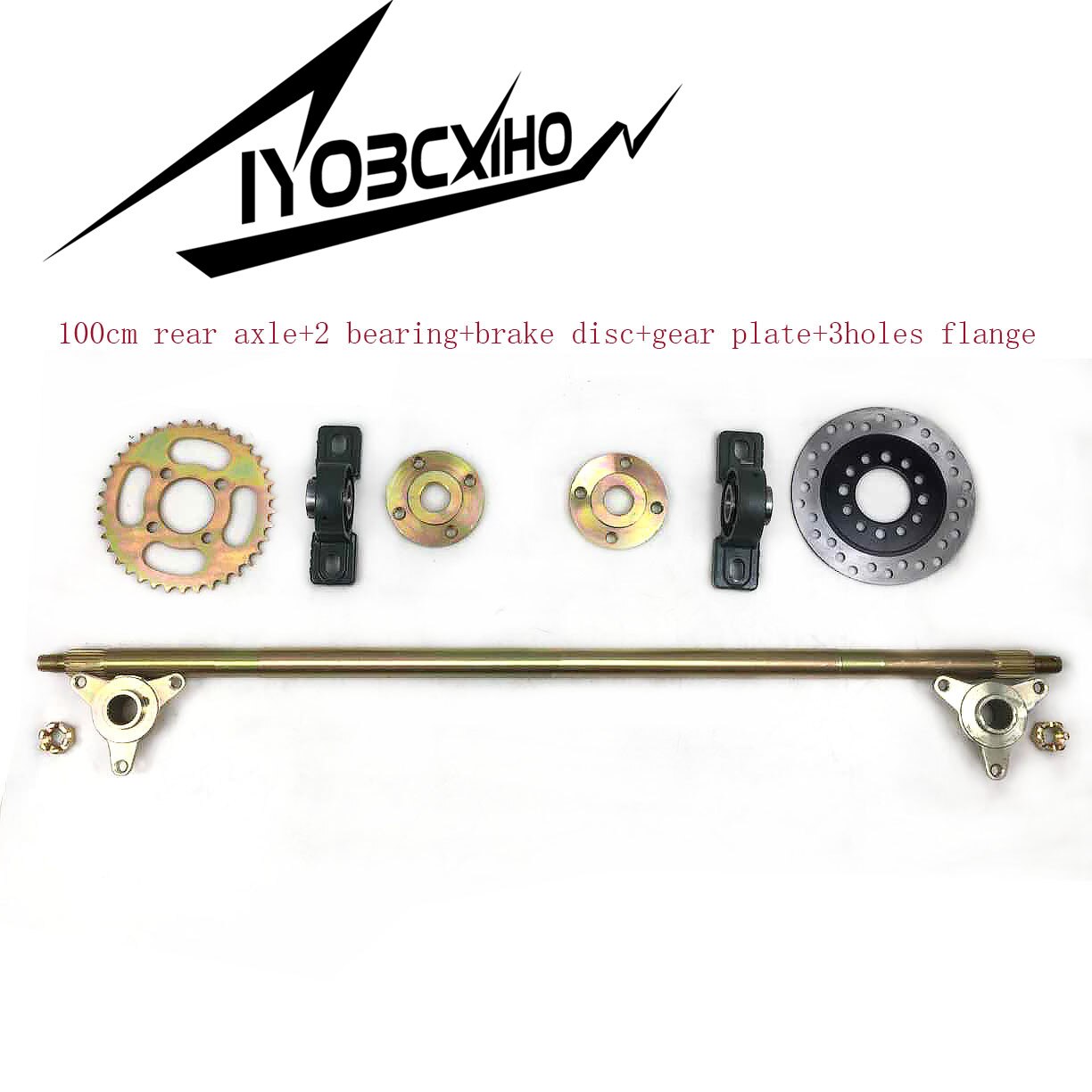 DIY Four Wheel Go-kart&ATV Modified Accessories of 65cm&100cm Rear Axle With Sprocket Disc and Flanges: 100cm 3hole flange