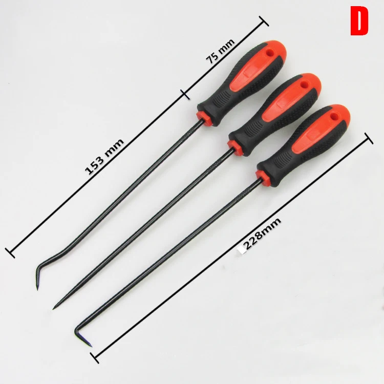4 stks/set Auto Pick en Haak Set Automotive O Ring Oliekeerringen Pakking Puller Remover Craft Handje Lange Pick lagertrekker Tool: GRIJS