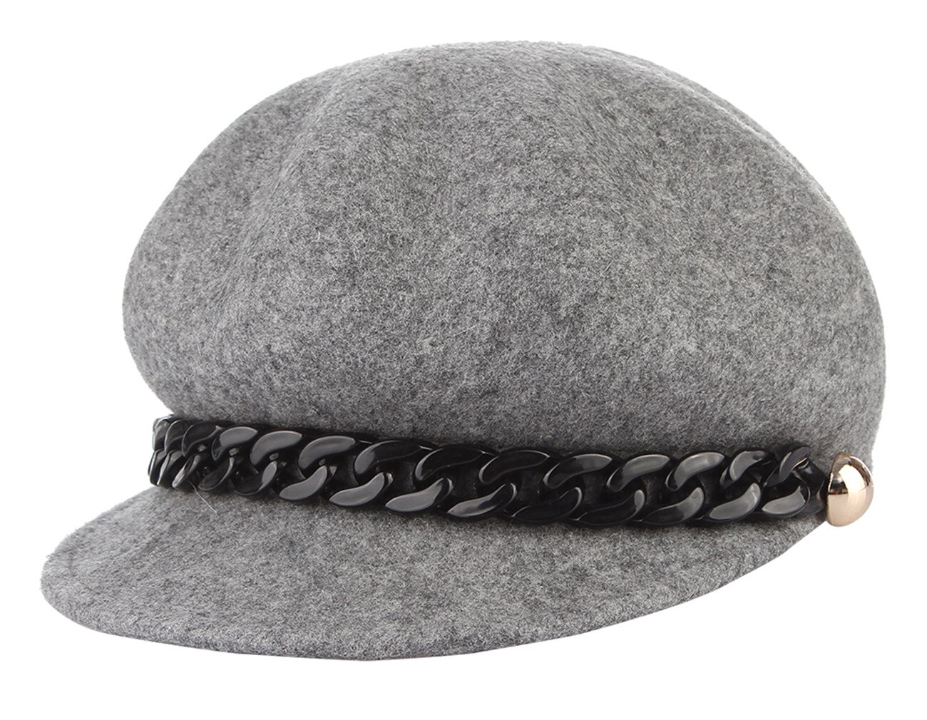 Herbst Winter Neue frauen Octogonal Hut Dame Kette Wolle Kappe Weibliche Reine Farbe Casual Britischen Retro Allgleiches Hüte h7217: Grau