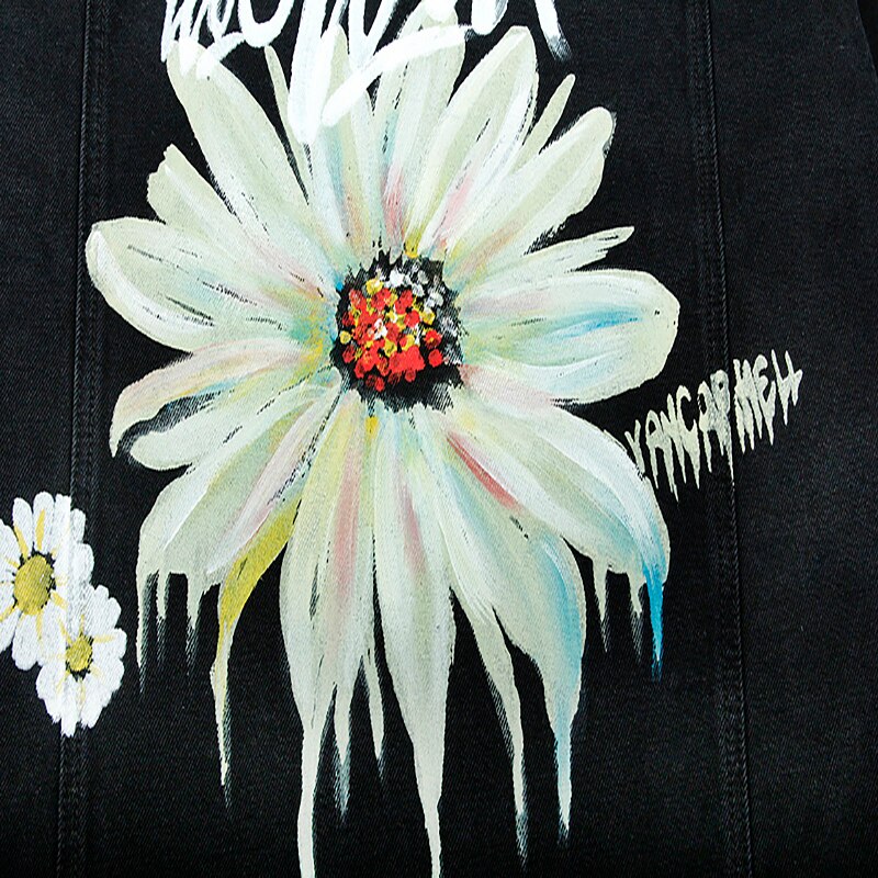 Mens Hand Geschilderd Graffiti Denim Jassen Streetwear Hiphop Herfst Mannen Vintage Punk Rock Mannelijke Knop Oversize Man Jas Tops