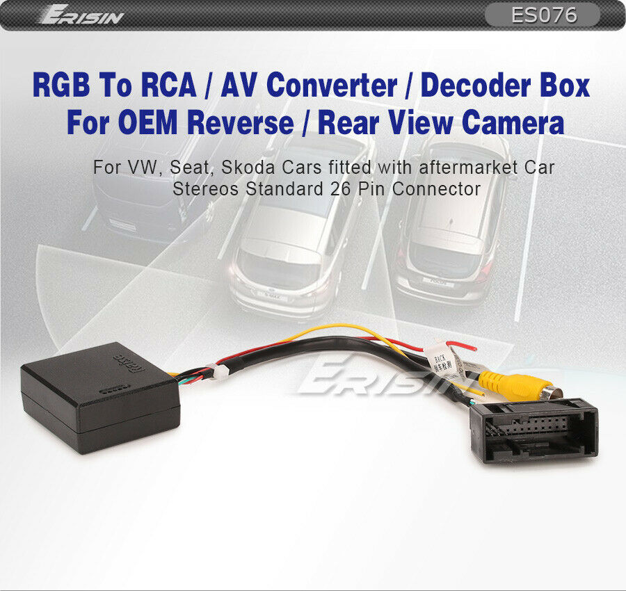 076 Rgb Naar Rca/Av Converter/Decoder Box Adapter Voor Vw Oem Reverse/Achteruitrijcamera