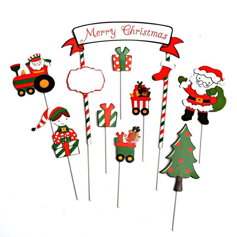 1Set Merry Christmas Letter Cake Topper Santa Claus Snowman Cake Decoration Home