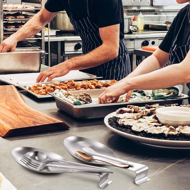 4 förpackningar sked spatel vila rostfritt stål stor sked slev hållare för restaurang hemmabruk, diskmaskin säker