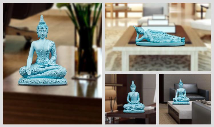 [vip] thailand blå buddha statue ornamenter indisk buddha skulptur feng shui harpiks tilbehør til hjemmedekorasjon