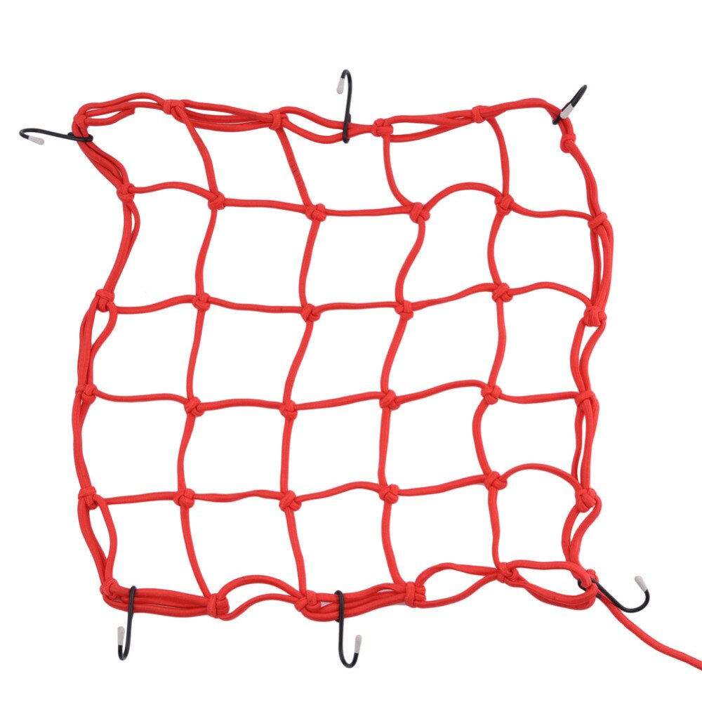 Soporte para casco de motocicleta, 6 ganchos de sujeción, 40x40cm, bolsa de red de malla, red de carga de equipaje, estilismo para automóvil: Rojo