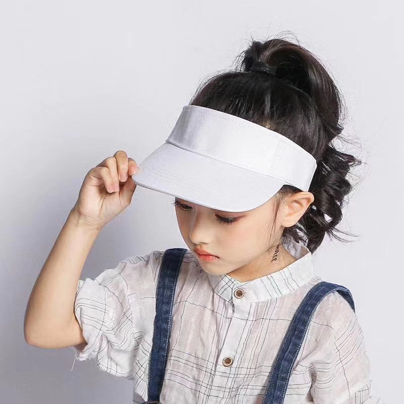 Solskærm hat hætter til børn børn solbeskyttelses hat til drenge piger justerbar: Hvid