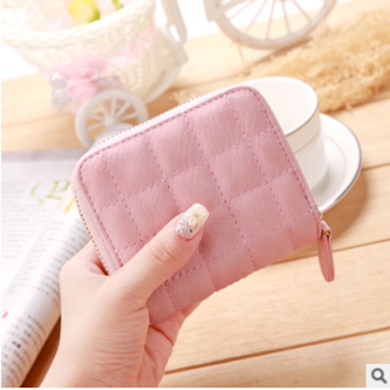 Monedero de cuero con cremallera para mujer, bolso de mano, pequeño Mini tarjetero, soporte de tarjeta con clave, cremallera, monedero, bolso de mano: B