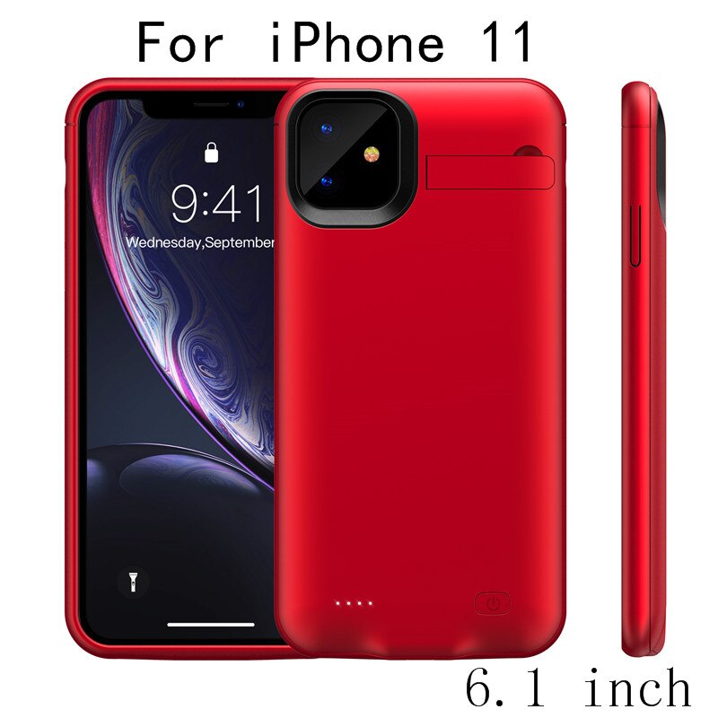 Battery Charger Case For iPhone 11 Pro Max Power Case Slim shockproof Power Bank Charging Cover For iPhone 11 Charger Back Pack: i11-Red