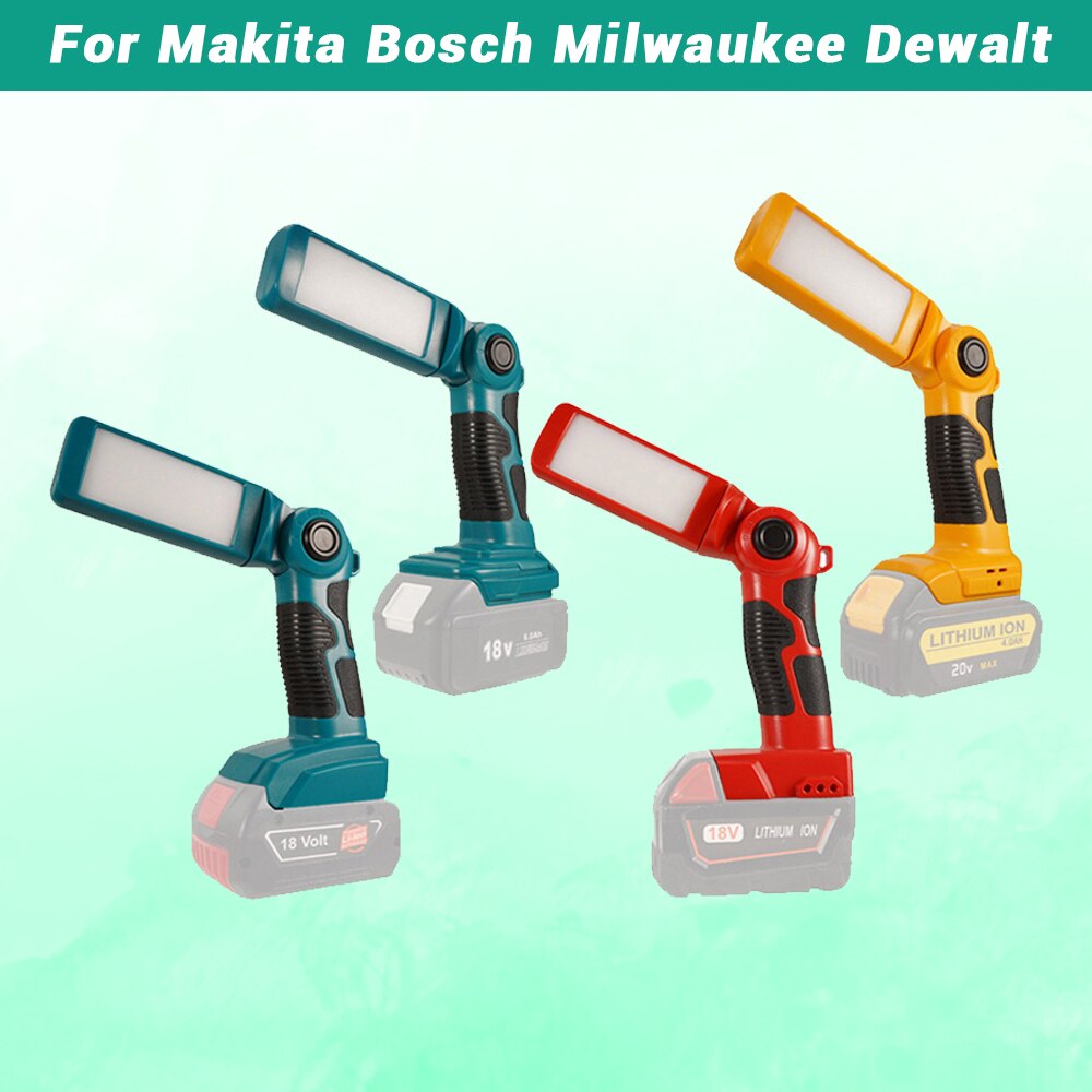 12W Tool Licht Voor Dewalt Voor Makita Voor Bosch Voor Milwaukee 18V Lithium Ion Batterij Zaklamp Indoor Outdoor led Werken Lamp