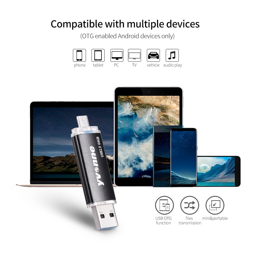 yvonne YT601-2 USB flash drive USB2.0 U Disk OTG Double Ports Multifunctional usb stick USB Flash Memory Stick for Phone /Laptop