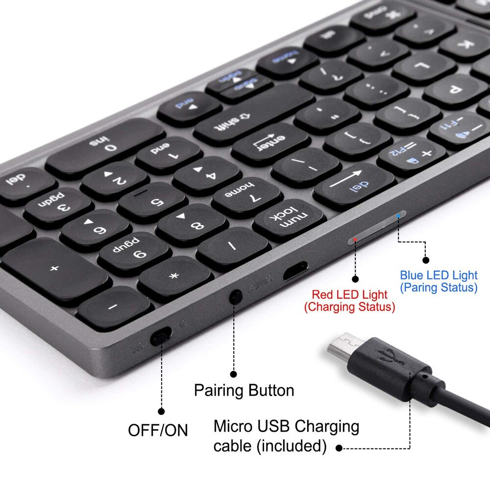 Faltbare Folding Drahtlose Bluetooth Tastatur mit Numerische FK328 Mini Tasche Tastatur für Windows Android IOS Tablet iPad Telefon