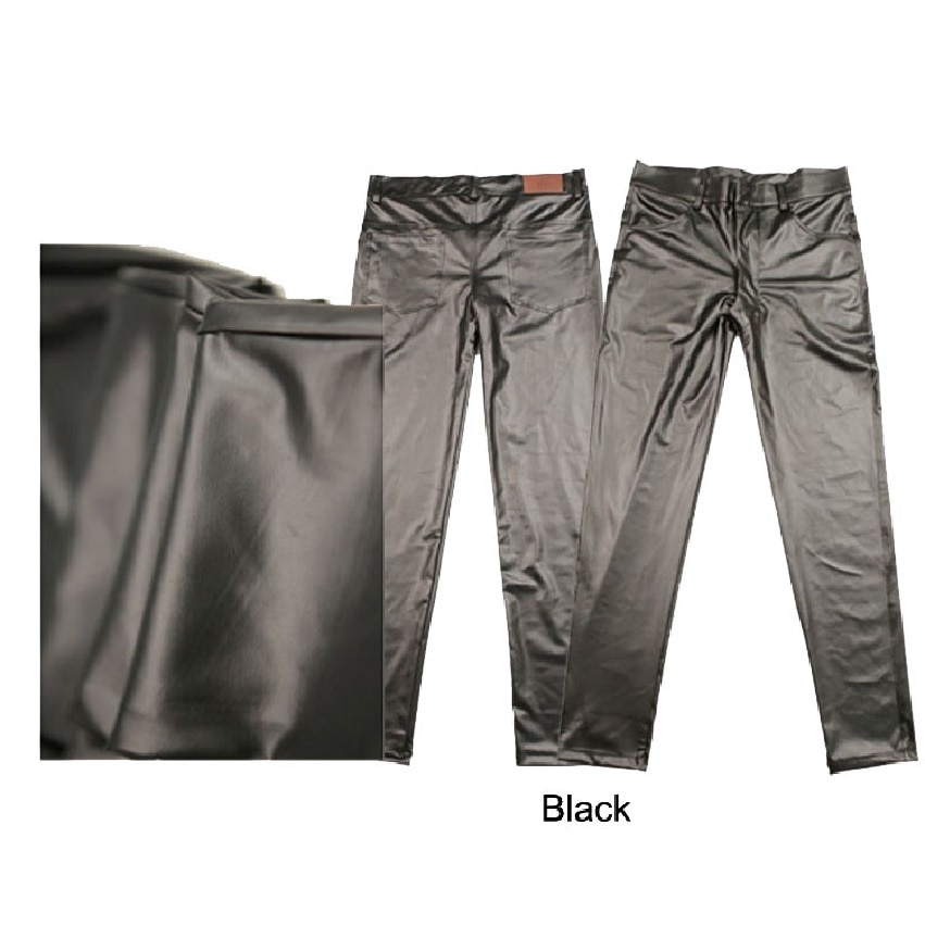 Rennot nahkahousut ohuet matta vaaleat keinonahkahousut joustavat tiukat lahkeet housut rennot nahkahousut näyttämö miesten kynähousut