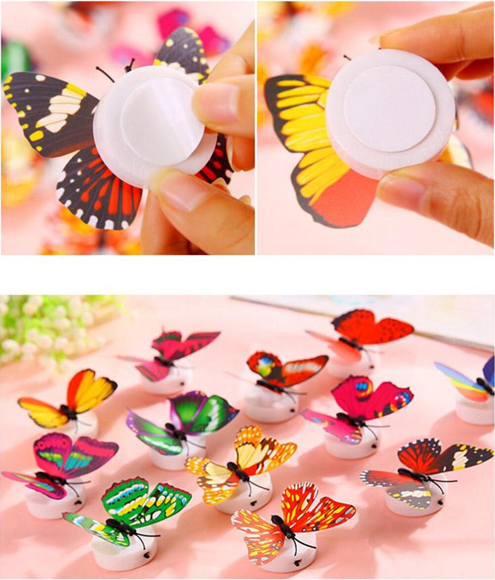 # 10 stk wallstickers sommerfugl led lys wallstickers hus dekoration led nat lys smuk 3d wall sticker til soveværelse