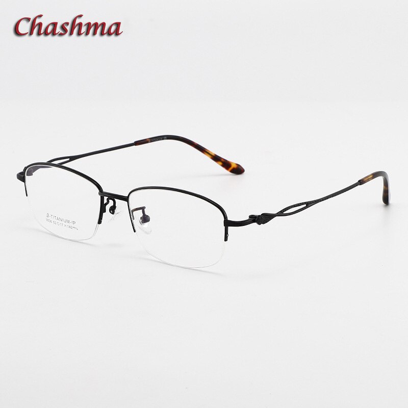 Chashma Women Titanium Frame Glasses Light Weight Spectacle Flexible Temple Glass for Female: Black