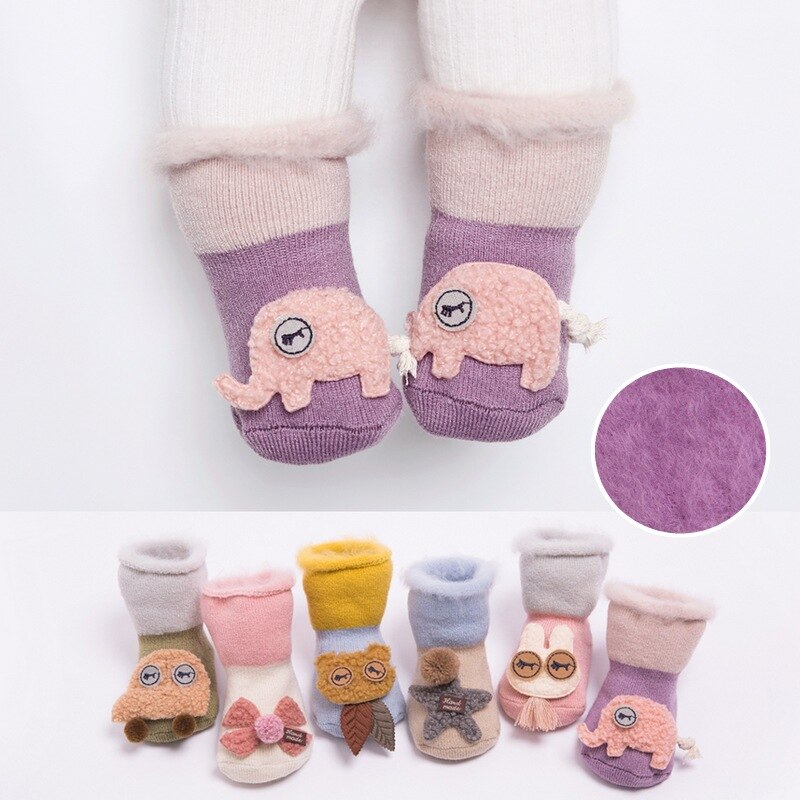 Babysokjes Herfst En Winter Fluwelen Warme Baby Boy Meisjes Sokken Cartoon Peuters Sokken Doseren Borstel Antislip Kinderen sokken