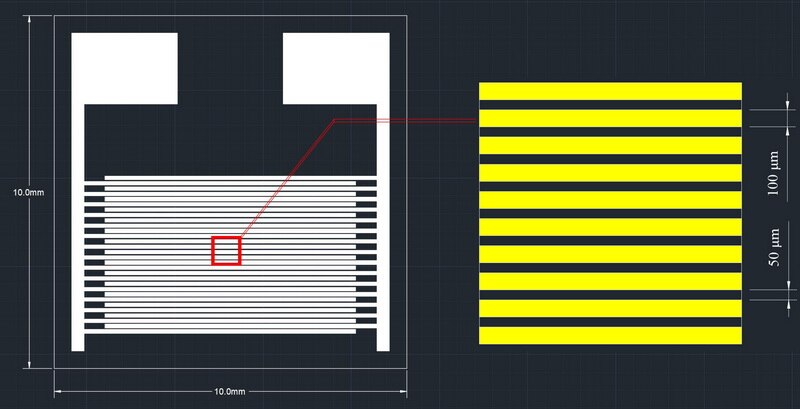 Matriz de capacitancia de electrodo Interdigital Flexible, Sensor de humedad biológico de Gas, Chip PI, desgaste inteligente