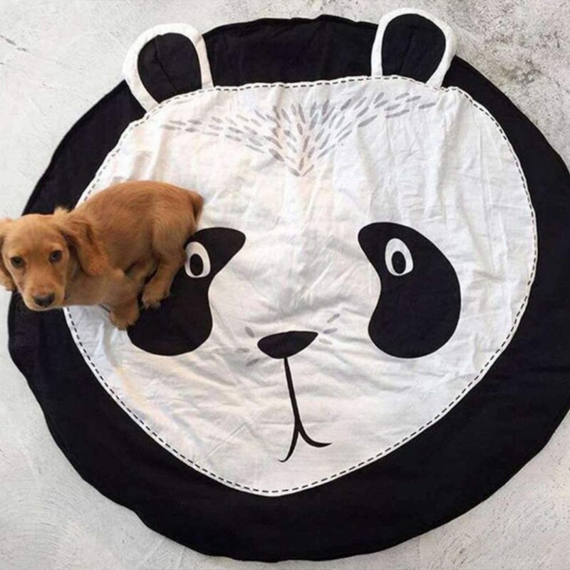 Tecknad panda bomull barn kryper matta barn spel runda pad baby rum dekoration matta