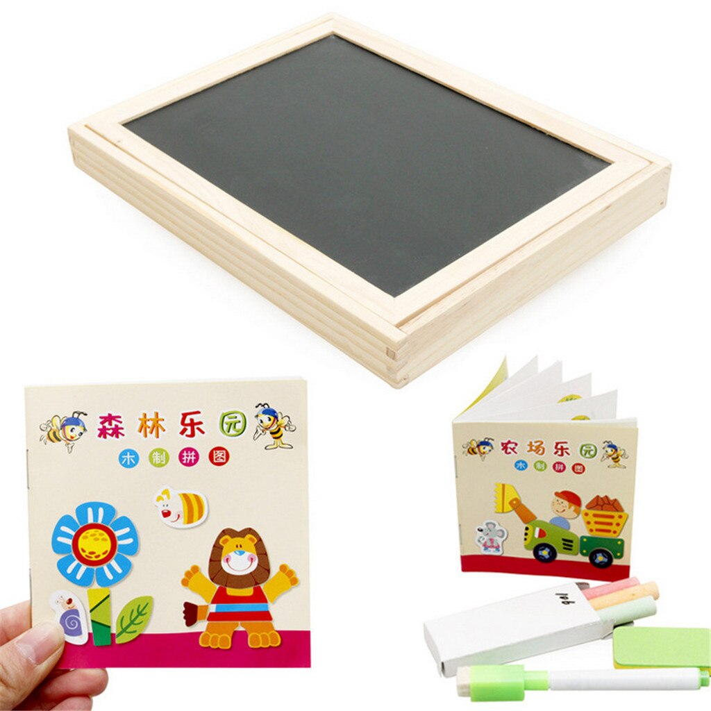 COMPUDA Pädagogisches Holz Spielzeug freundlicher Kleinkinder Magnetische Zeichnung Bord Rätsel Spiele