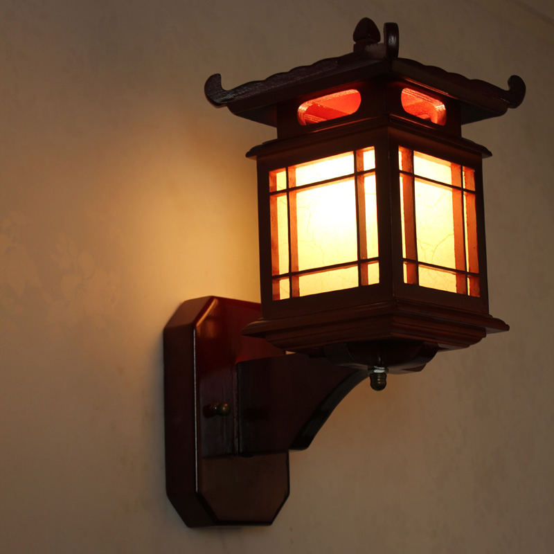 Antieke Chinese Retro Hout Wandlamp Blaker Licht E27 Restaurant Hotel Slaapkamer Wandkandelaar Vintage Lichtpunt Art Deco