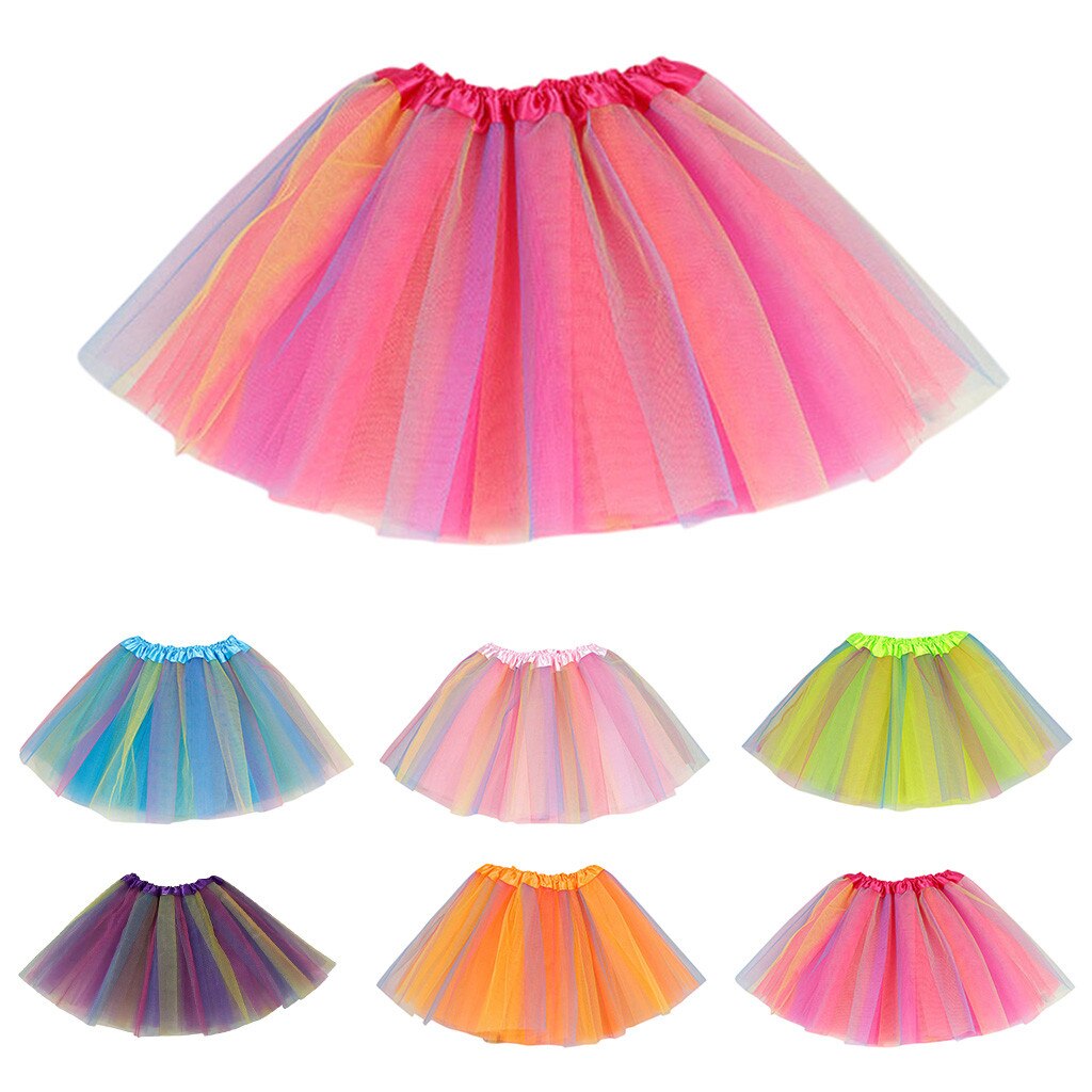 Baby børn nederdel piger prinsesse flerfarvet tutu nederdel børn fest dans tyl ballet nederdel tøj kostume baby nederdele 2-8y