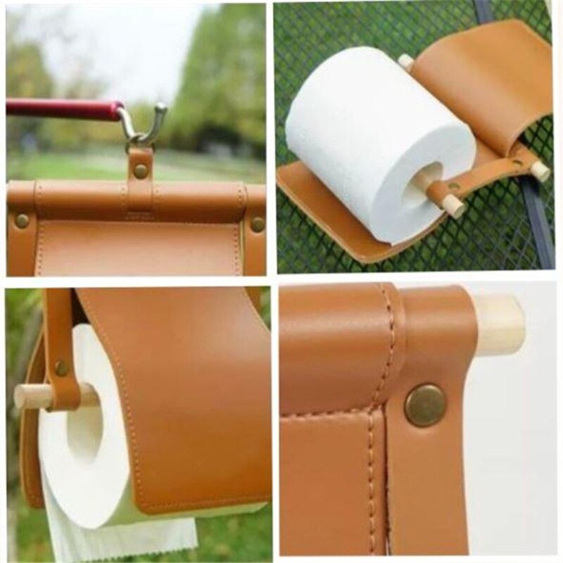 Soporte para colgar pañuelos, caja de pañuelos de papel PU, portarrollos de papel para acampar, 6x dB