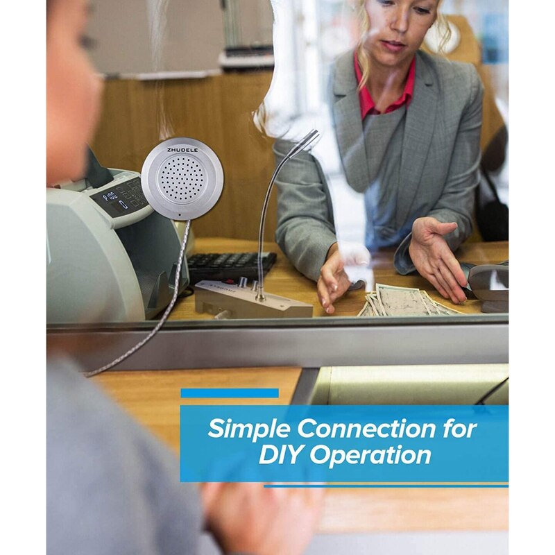 Dual Way Walkie Talk Window Glass Counter Intercom Speaker System Window Microphone Intercom Speaker-US Plug