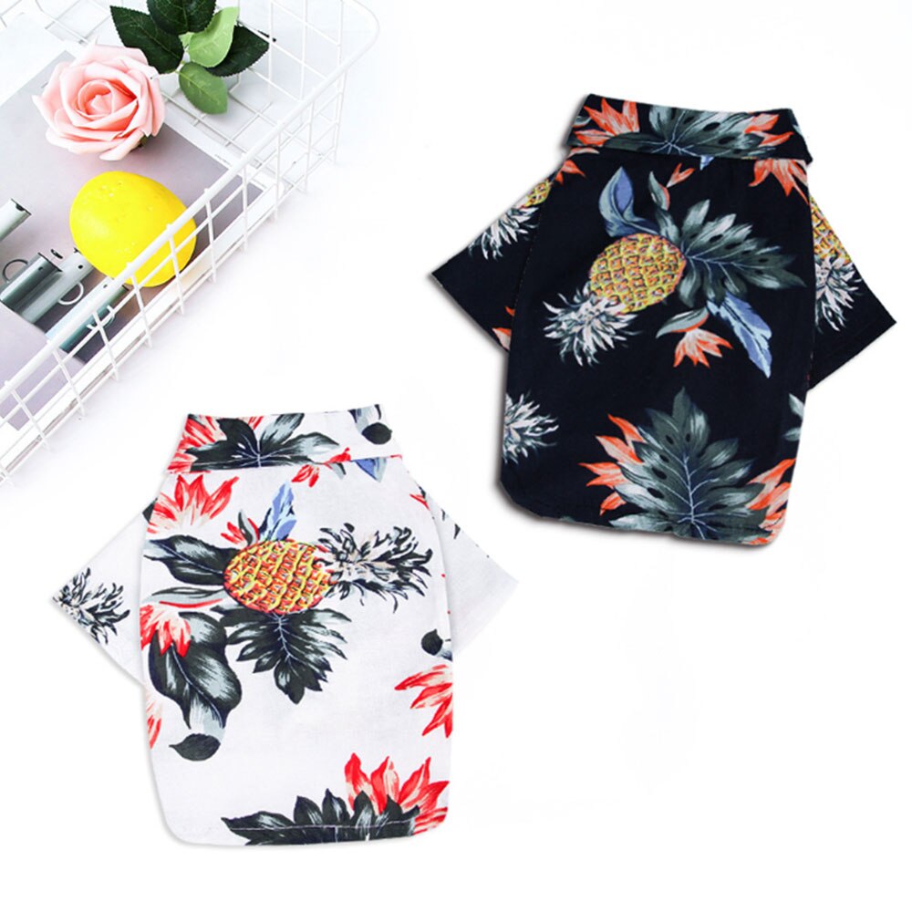 Haustier Hund Katze Hemden Sommer Strand Kleidung gemütlich lässig Haustier Kleidung Blumen- drucken hawaiisch T Shirt Beachwear Bluse 1pc