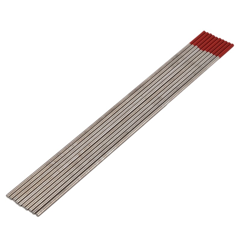 TIG Welding Tungsten Electrodes 2% Thoriated 1/16in x 7in (Red, WT20) 10-Pack