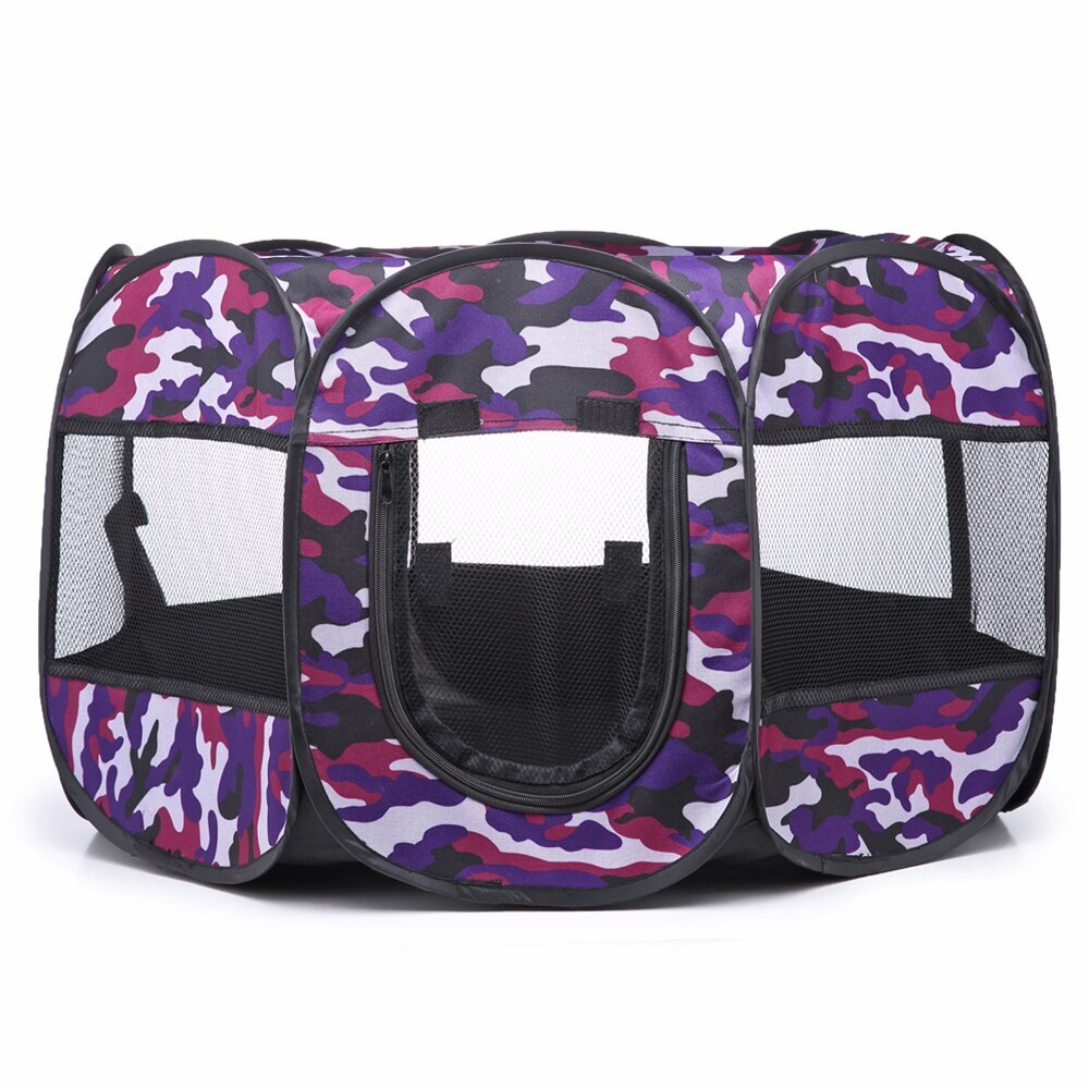 Camouflage Portable Folding Dog Kennel Outdoor Indoor Dog Crate Fences House Cage Water Resistant Mesh Shade Pet Cat Playpen: 3