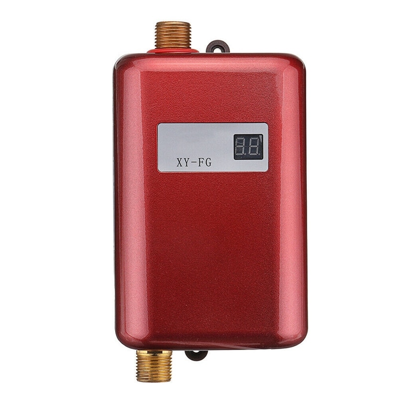 3800W Mini Electric Tankless Instant Water Heater Temperature Display Heating Shower Universal EU Plug Red: Default Title